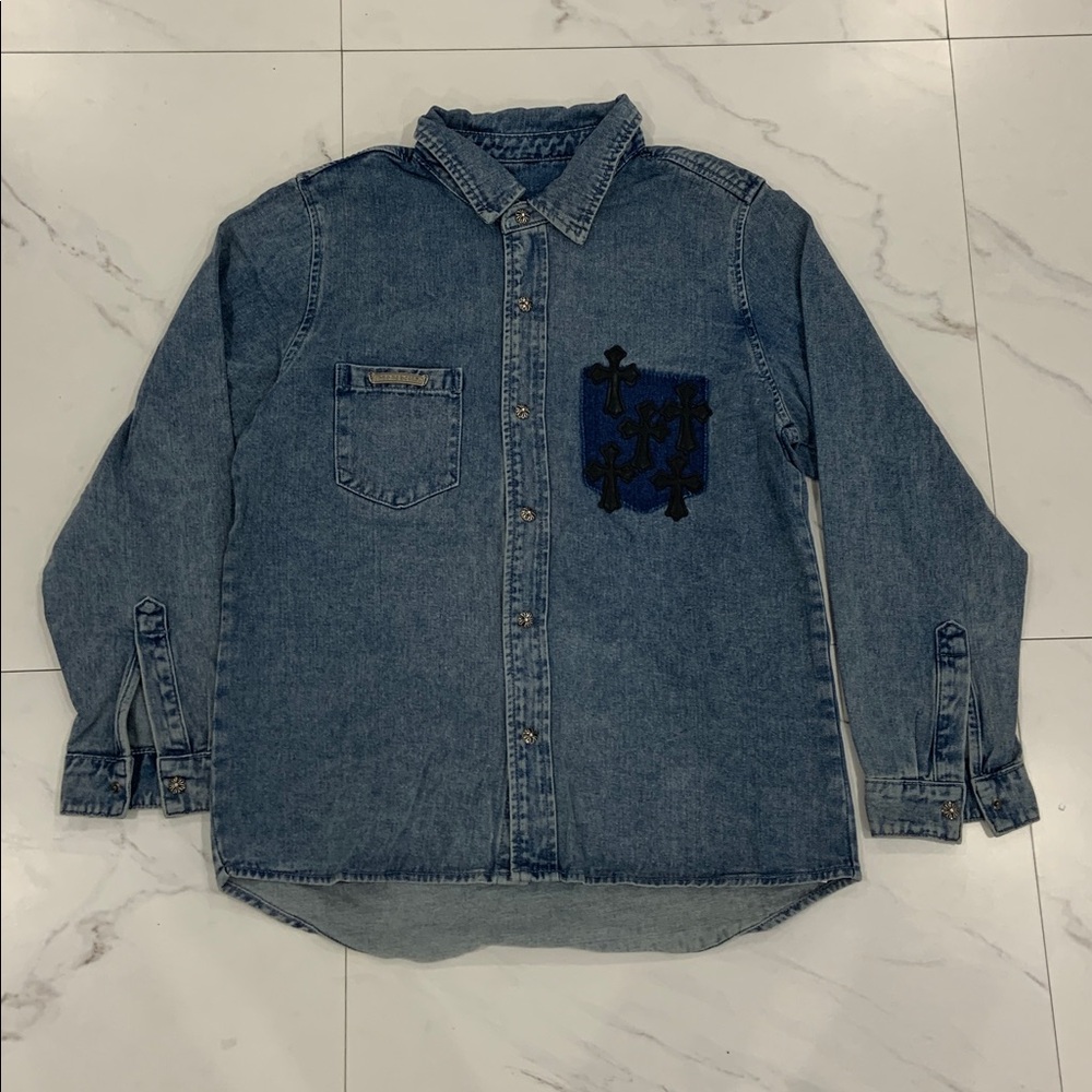 Chrome Hearts Black Cross Patches Denim Jean Jacket Men’s Size Large